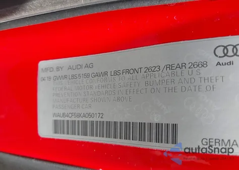 2019 Audi S5 3.0T Premium z USA, uszkodzony, nr VIN WAUB4CF58KA050172